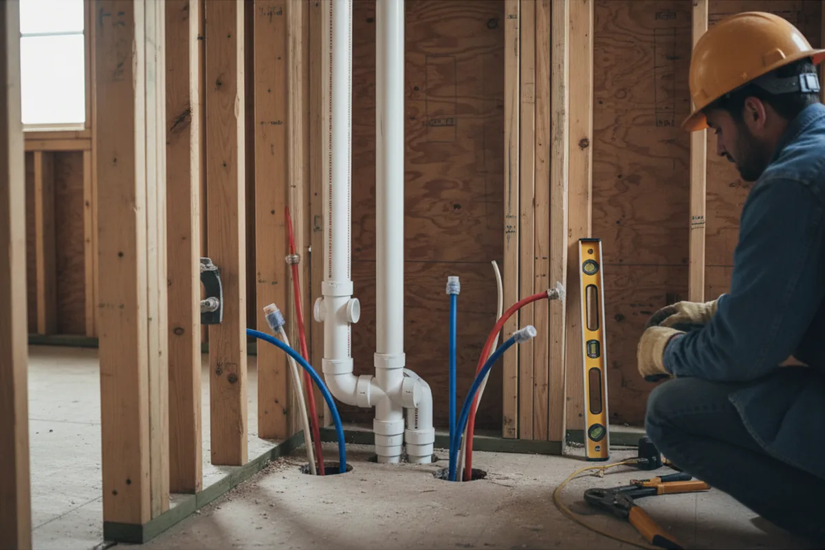 Drain and supply rough-in during Leak Detection in Marietta